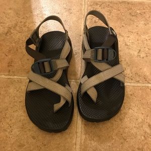 Custom gray/blue chacos